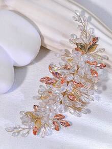 1 pieza Peineta nupcial de lujo con adornos de cristal, Pasador de pelo de moda con decoración de rhinestone, Adecuado para fiesta, boda, celebración y uso diario - Polvo para la piel - Ver 9