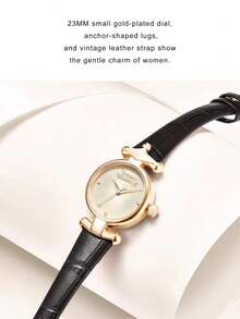 Vivienne Westwood Gold Case & Dial, Leather Strap, Mini Fashion Elegant Wristwatch - 黑色 - 查看 3