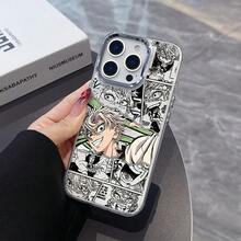 Funda para Teléfono: Funda de Anime Sanemis Genial para 17 16e 16 15 14 13 12 11 Pro X XR XSMAX 8 Plus Marco de Lente Metálico Plateado Cubierta Trasera Suave Transparente17  17promax - transparente - Ver 6