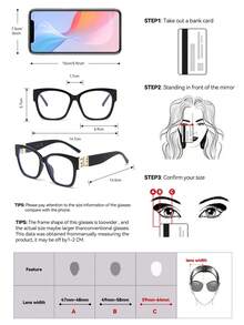 Square Large Frame Plastic Black Eyeglasses, Computer/Gaming/TV/Phone Glasses, Light Glasses, Fashion Optical Glasses Frame - Black - View 5