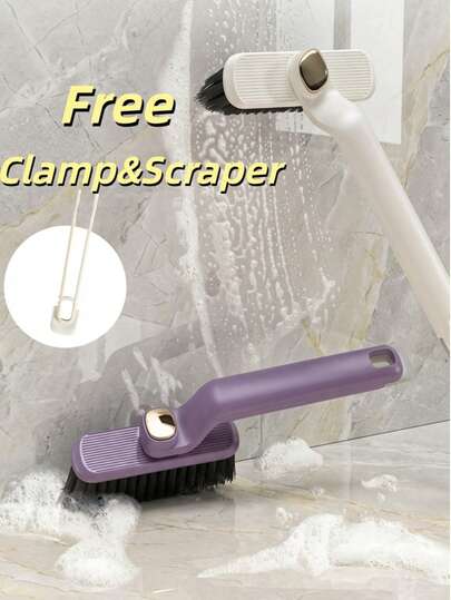 1pc 3-In-1 Multi-Surface Cleaning Brush - 360° Rotating, Stiff Bristles, Suitable For Boats, Bathroom & Kitchen Tiles, Walls & Floors - Multipurpose Home Cleaning Brush, All-Angle Rotating Scrubber For Corners, Walls, Bathroom Tile Grout, Kitchen & Home (Random Color/Style)