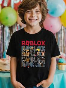 Tween Boys Game Pattern 100% Cotton Round Neck T-Shirt, Vibrant Game Controller And Coin Design, Black Tee With Game Lettering, Youth Video Game Shirts, Regular Length, Funny Gamer Cotton T-Shirt, Game Art Print Tops, Teens – Gaming Shirt Gift Idea For Kids, Fashion, Fun. Soft Breathable Clothes Girl's/Boy's,Comfortable Material,Comfortable Fit,Soft Material,Comfortable Material - màu đen - Xem 1