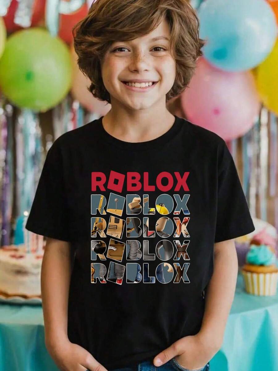Tween Boys Game Pattern 100% Cotton Round Neck T-Shirt, Vibrant Game Controller And Coin Design, Black Tee With Game Lettering, Youth Video Game Shirts, Regular Length, Funny Gamer Cotton T-Shirt, Game Art Print Tops, Teens – Gaming Shirt Gift Idea For Kids, Fashion, Fun. Soft Breathable Clothes Girl's/Boy's,Comfortable Material,Comfortable Fit,Soft Material,Comfortable Material - màu đen - Xem 1