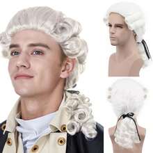 Judge Colonial Wig Man Women Long Wave White Wig For Halloween Costume Cosplay Party (Also Available In Gray, Black And Light Blonde Wigs) - Multicolor - View 2