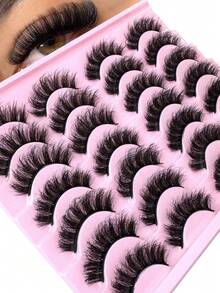 14 Pairs 3D Faux Mink Lashes - Dense, Fluffy, Elegant Russian Volume DD Curl False Eyelashes, Natural Look, Fluffy Thick Cat Eye Lashes, Suitable For Bold Eye Makeup, Soft Cross Handpainted Wispy Natural Lash Extension, Reusable, Suitable For Beginners, All Occasions - Bulu Mata Halus - View 8