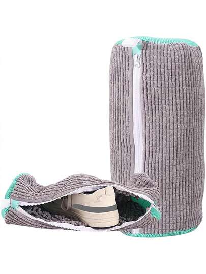 1 túi giặt giày bền chắc | Khóa kéo màu trắng | Lớp lót da lộn | Khóa kéo nylon đàn hồi giảm tiếng ồn | Phù hợp với nhiều loại máy giặt | Bảo vệ giày thể thao, giày thường ngày và giày dép mỏng manh