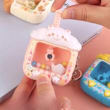 1 pieza Llavero de máquina de garra con conejo y oso lindos, juguete antiestrés, regalo de cumpleaños, colgante - transparente - Ver 8