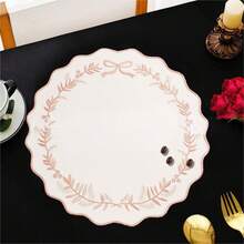 Embroidery Placemat, Rustic Dining Table Mat Heat-Resistant Non-Slip Placemat Home Decor - 粉色 - 查看 2