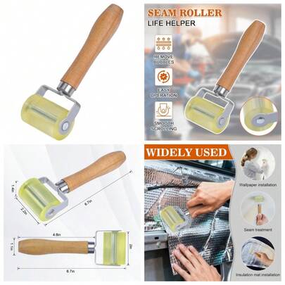 Automotive Sound Deadening Roller With Wood Handle For Heat Shield Car Audio Mat Vinyl Flooring Installation