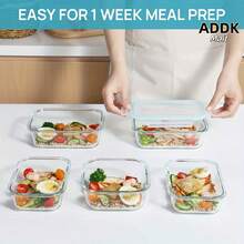 VAETTLO 8 Storage Containers, Pre-Meal Preparers, Airtight Lunch Boxes, Leak-Proof Lockable Lids, Microwave, Oven, Refrigerator, And Dishwasher , Includes 4 Cleaning Sponges. Storage Containers With Lids. - 8-piece Set - Transparent + Mint Green - View 5