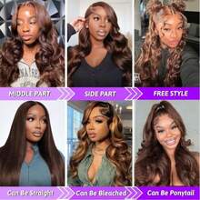 Tóc giả PQL Brazilian Hair Body Wave 13x4 HD Lace Front Human Blended Hair Wigs Wet And Wavy Transparent Lace Frontal Wigs Human Blended Hair For Women Pre Plucked With Baby Hair Glueless Wigs Human Blended Hair 180% Density Natural Color - S4 - Xem 8