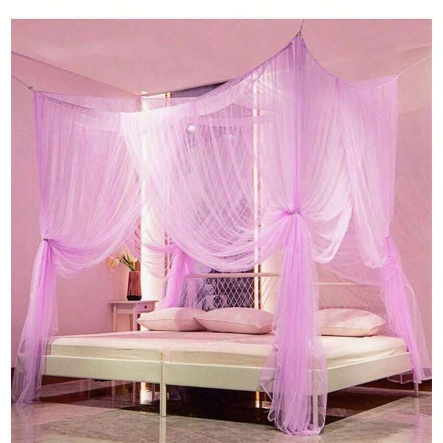 Elegant Bed Canopy Curtains Bed Netting For Full Queen King Size Bed, Decoration,Gothic Room Decor Aesthetic - Màu tím - Xem 1