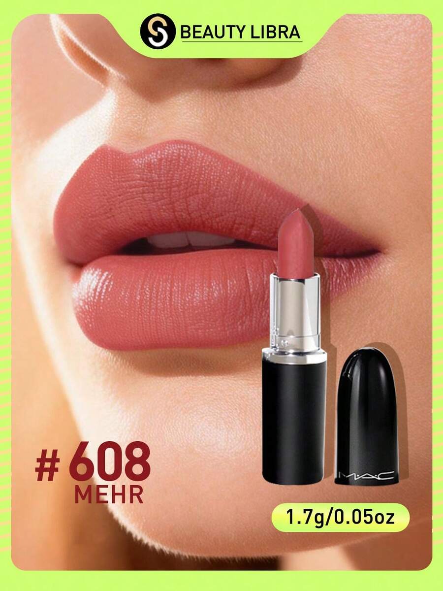 MAC Smooth Texture Lipstick, Matte Finish Lipstick, Long Lasting Lipstick - #608 MEHR - View 1