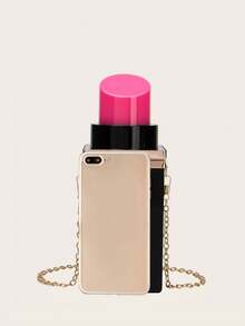 Women's Fashion Designed Mini Lipstick Shape Clutch Crossbody Bag - Black - View 4