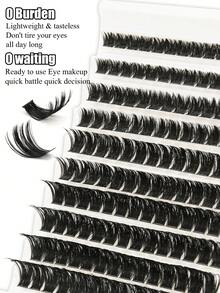 160D/80D 10-Row Volumizing Eyelash Extension Set, Thick And Dense Cluster Eyelash Extensions, Single Eyelash, Faux Mink Eyelash Cluster, D-Curl, Multiple Lengths, Eyelash Extension, Significant Eyelash Extension, Eyelash Cluster, Single Eyelash, False Eyelashes - D - View 5