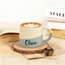1pc Personalized Engraved Ceramic Mug, Customizable Text, Unique Gift For Mom/Dad/Husband, Engraved Ceramic Coffee Cup, Customized Gift, Bridesmaid Gift - Multicolor - View 3