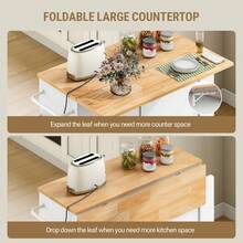 HaluPeit Kitchen Island, Rolling Kitchen Island Table On Wheels With Drop Leaf, Portable Mobile Storage Cabinet With Power Outlet, Spice Rack, Towel Rack, Drawers - 白色 - 查看 3