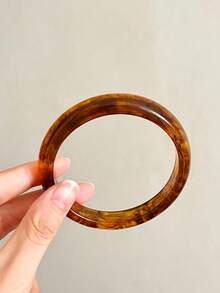 3 peças/Conjunto de Pulseiras de Resina Vintage Marrom e Verde para Mulheres, Conjunto de Pulseiras de Bracelete de Metal com Padrão Geométrico Assimétrico Tie Dye Floral, Acessório Minimalista Elegante Adequado para Festa, Banquete, Encontro, Presente de Aniversário - Multicolorido - Visão 9