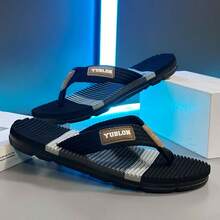 Men's New Summer Outdoor Sandals, Non-Slip Soft Bottom Thick Sole Wear-Resistant Beach Flip Flops - Black - View 9