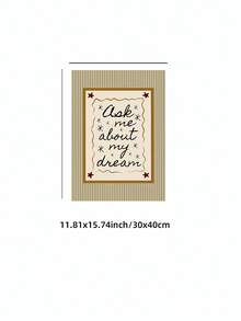 1pc Frameless Vintage Stripe Bedroom Wall Art - Mid-Century Modern Style "Ask Me About My Dreams" Hand-Print, Gold Olive Green Aesthetic Poster For Girl's Room, Home Office Classroom, Unique Artist Dorm Decor & Best Gift Choice - Stripe - View 12