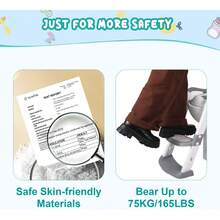 Silla de Baño 3 en 1 con Escalera para Niños | Asiento y Escalón para Aprender a Usar el Inodoro | Antideslizante, Cómodo y Segu-ro para Bebés y Niños - Gris - Ver 6