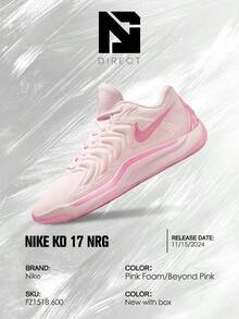 KD 17 NRG Aunt Pearl – Men's /Women's Lifestyle Sneakers – Shoes For Man/Woman-Vintage-Spring & Summer-Inspired Running Shoes, Shock-Absorbing Comfort, Gym To Streetwear Casual Wear-Easter Gift– FZ1518 600 - BỌT HỒNG/HỒNG NGOÀI - Xem 6