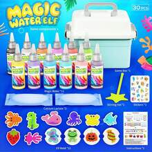 Kit DIY de 30 piezas "Elfos de Agua Mágicos" con Hidrogel de Colores - Kit de Manualidades Educativas para Niños y Niñas, Incluye 12 Pegamentos Mágicos, 12 Moldes de Vida Marina (Pulpo, Pez, Estrella de Mar y Más) y Molde de Calamar, Hecho de Material ABS Duradero. ¡Perfecto para Actividades STEM, Juegos Sensoriales, Proyectos Escolares, Manualidades Caseras, Regalos Creativos, Fiestas Infantiles, Cumpleaños y Navidad! Inspira la Imaginación, la Ciencia y la Diversión Ilimitada. - Celeste - Ver 2