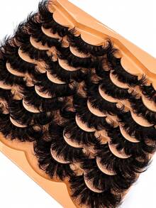 14 Pairs Thick, Elegant D-Curl Fluffy Faux Mink Eyelashes, 3D Natural Looking Soft Curly False Lashes, Russian Volume Dramatic Messy Mink Lashes, Smart Full Strip Lash Extensions For Daily And Party Use, Reusable Beauty Makeup Gift - 濃密款 - 查看 4