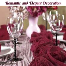 1 pièce Chemin de table rétro en polyester, 88,9 x 400 cm, décoration de table à manger bohème, mariage, enterrement de vie de jeune fille, décoration de table de fête - Rouge foncé - Voir 7