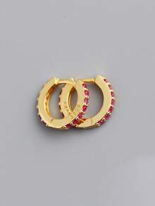 1 Pair Elegant Earrings, High-Quality Jewelry, Women's Daily Wear, Birthday Gift, Eye-Shaped Design With Zirconia Inlaid - Yellow Gold - View 5