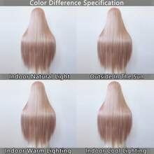 1顶苹果绿合成蕾丝前假发，长直发，预先拔毛的自然发际线，耐热纤维，适合女性佩戴 - 彩色 - 查看 6