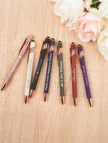 Personalised Pen With Rose Gold Trim, Engraved Name, Soft Touch Stylus Gift Box Options - Multicolor - View 4