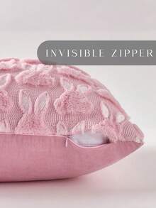 1 Peça Capa de Almofada Pelúcia Orelha de Coelho da Páscoa, Capa de Almofada Decorativa Macia Rosa Coelho Branco para Quarto, Sofá, Decoração Doméstica de Feriado, Adequada para Páscoa, Diário, Festa, Casamento - Rosa chiclete - Visão 6