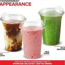 [20 Sets] 16oz Clear Plastic Cups With Lids - Crystal Clear PET Disposable To-Go Cups For Iced Coffee, Smoothies, Juice, Boba Tea -Leakproof With Sipper Lids - Transparent - View 4