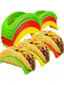 Powcan 12pcs Bright Color Corn Tortilla Holders - High Strength PP Material, Suitable For Soft & Hard Tortillas, Space Saving, Essential Kitchen Item For Restaurants, Parties And Taco Nights - Red, Yellow and Green - View 8
