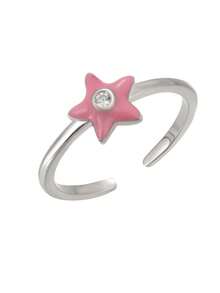 GAGAFEEL 1 S925 Sterling Silver Pink Star Summer Beach Foot Ring Pink Drip Glue Women's Open Foot Holiday Daily Outfit - Silver - View 5