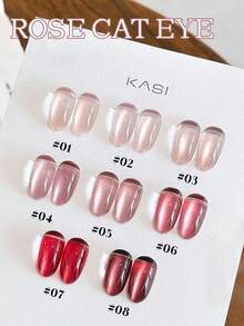 2026春夏新款女士节日礼盒套装，容量12毫升，包含闪耀玫瑰、裸粉色水晶猫眼、透明裸色、金色粉日记、酒红色乳玉猫眼、玻璃珠水晶猫眼六款凝胶指甲油。适合四季美甲，搭配底油和亮油使用，需配合UV灯固化。 - 彩色 - 查看 3