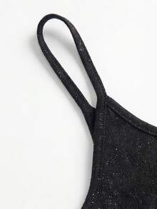 JTI Vestido negro brillante y ceñido con tirantes finos para mujer, que realza las curvas, vestido camisero de fiesta suave y elegante, adecuado para citas, ir al trabajo, San Valentín, tomar el té por la tarde, uso primavera/verano, elegante y casual - Negro - Ver 4