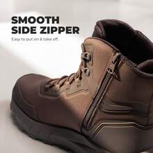 Men's Zipper Composite Toe Work Boots - Lightweight & Anti-Fatigue, ASTM F2413-24 For Warehouse/Construction | Terrascope-Nano - Dark Brown - View 11