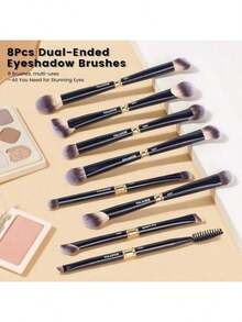 MAANGE Makeup Brushes 16Pcs Professional Foundation Powder Blush Contour Eyeshadows Double-End Makeup Brushes Set With Bag And Gift Box-CoffeeBrown - Màu A - Xem 7