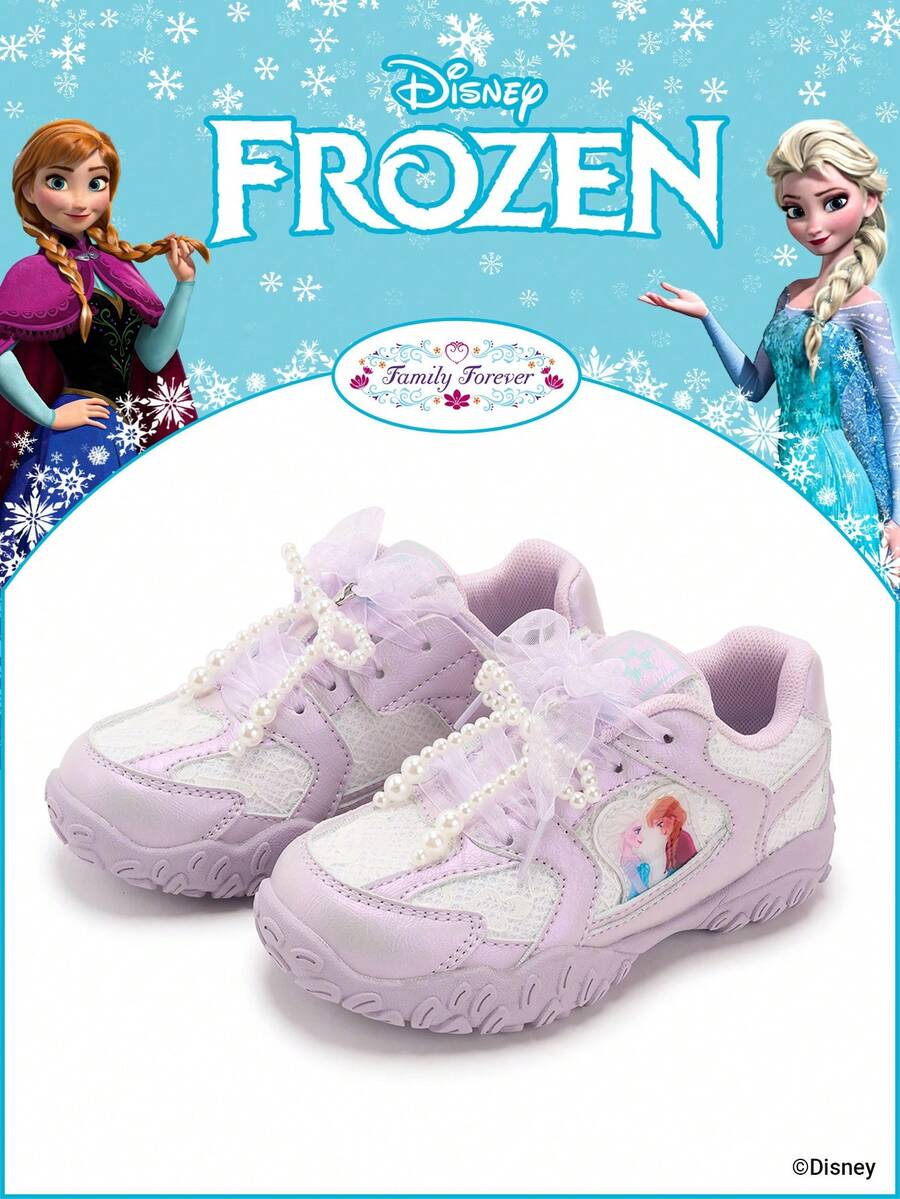 Disney 1 Pair Kids' Sports Shoes, Including Princess, Anna Princess, And Arendelle Princess Sports Shoes, Suitable For Daily, Holiday Sports And Outdoor Wear. Comfortable, Non-Slip, Durable And Breathable Soles - Mauve Purple - View 1