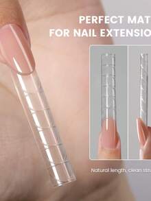 60pcs 3D Reverse French Dual-Color Nail Extension Tips, 15 Sizes French Dual-Color Nail Extension Tips With Guideline, Quick French Style Nail Extension Without Paper Sticker - Multicolor - View 8