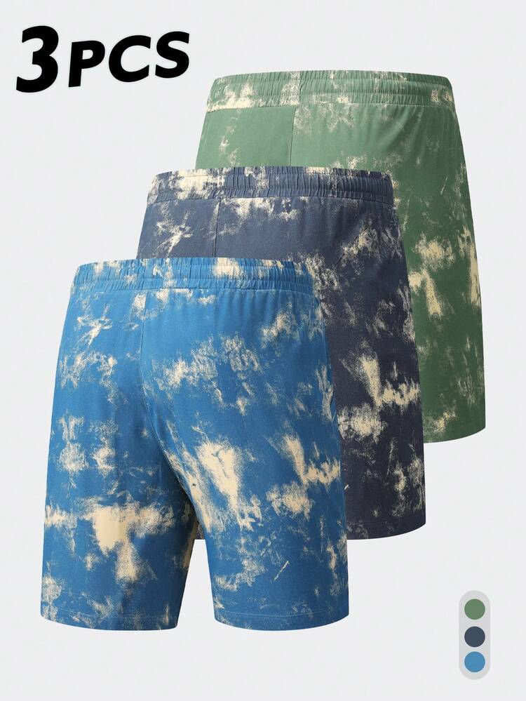 3pcs Outdoor Sports Running Workout Fitness Jogging Beach Shorts, Fashionable Versatile Breathable - Multicolor - View 5