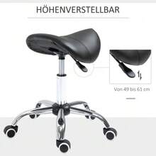 Saddle Stool, Work Stool, Swivel Chair, Height Adjustable, Padded In Black, Ideal For Cosmetics And The Office - 黑色 - 查看 4