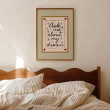 1pc Frameless Vintage Stripe Bedroom Wall Art - Mid-Century Modern Style "Ask Me About My Dreams" Hand-Print, Gold Olive Green Aesthetic Poster For Girl's Room, Home Office Classroom, Unique Artist Dorm Decor & Best Gift Choice - Stripe - View 4