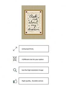 1pc Frameless Vintage Stripe Bedroom Wall Art - Mid-Century Modern Style "Ask Me About My Dreams" Hand-Print, Gold Olive Green Aesthetic Poster For Girl's Room, Home Office Classroom, Unique Artist Dorm Decor & Best Gift Choice - Stripe - View 5