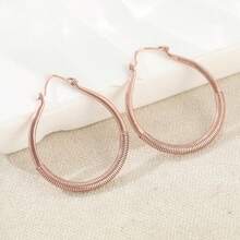 Copper Wire Wrapped Hoop Earrings, Copper Large Hoop Earrings, Rustic Style Jewelry, Large Hoop Earrings - Bronze - View 5