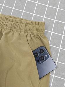 Women's Summer Fashion Casual Solid Color Cargo Shorts With Drawstring Waist And Pockets, Featuring Solid Color Minimalist Large Patch Pockets, Suitable For Outdoor Leisure, Sports, And Daily Fashion Wear. - 深卡其色 - 查看 4