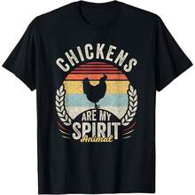 Vintage Retro Chickens Are My Spirit Animal Chicken Lover T-Shirt All Seasons,220g Pure Cotton Single-Sided Printed Crew Neck Short-Sleeved T-Shirt,Unisex Top,Base Layer - 顏色8 - 查看 1