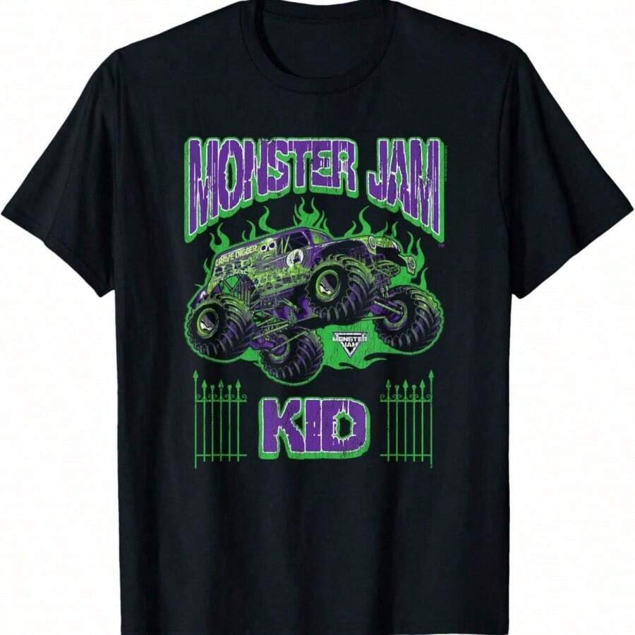 Camiseta de Monster Jam para niños y familias aficionadas a los deportes de motor - Negro - Ver 1